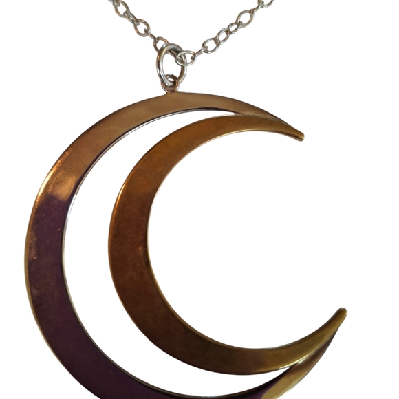 RLM Studio Robert Lee Morris sterling silver and brass open crescent moon pendan - Picture 9 of 12